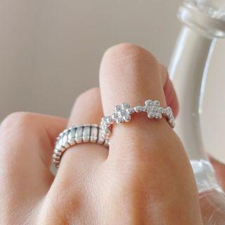 Ball Floral Open Ring K820 - Ring - Silver - One Size