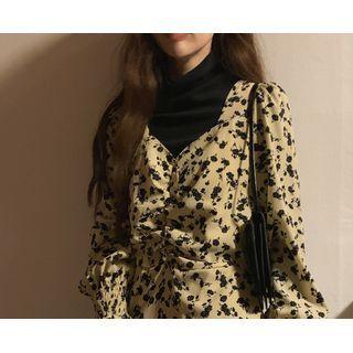 Sweetheart-neck Cutaway-back Floral Long Dress