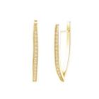 Fashion Simple Plated Gold Geometric Single Row Cubic Zircon Stud Earrings Golden - One Size