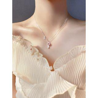 Key Faux Crystal Pendant Sterling Silver Necklace Silver - One Size