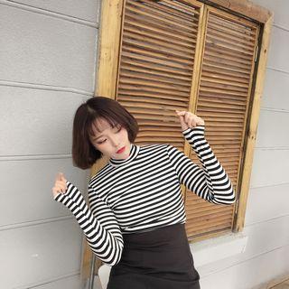 Turtleneck Stripe Long-sleeve T-shirt