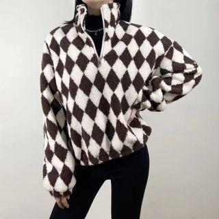 Half-zip Argyle Fleece Sweatshirt
