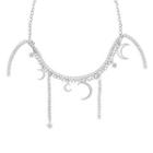 Moon Pendant Rhinestone Alloy Choker Silver - One Size