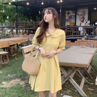 Peter Pan Collar Buttoned Dress