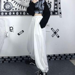 Plain Jogger Pants White - One Size