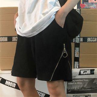 Side-zip Wide-leg Sweatshorts