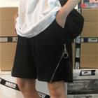 Side-zip Wide-leg Sweatshorts