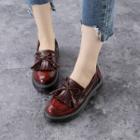 Faux Leather Fringed Bow Loafers