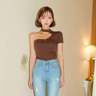 One-shoulder Choker Top