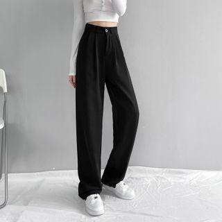 High Waist Loose Fit Straight Leg Dress Pants (various Designs)
