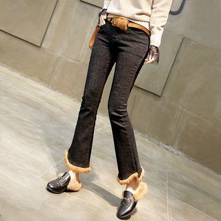 Faux-fur Trim Boot-cut Jeans
