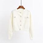 Cropped Knit Cardigan Off White - One Size