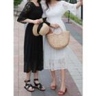 3/4-sleeve Crochet Empire Dress