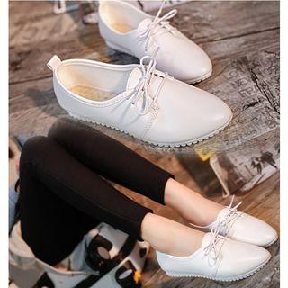Plain Pointy Lace Up Flats