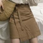 Plain Off-shoulder Top / Mini Skirt