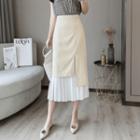 Pleated Paneled A-line Midi Skirt