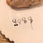 Set Of 4: Cherry / Cross Alloy Dangle Earring (various Designs) Set Of 4 - Silver - One Size