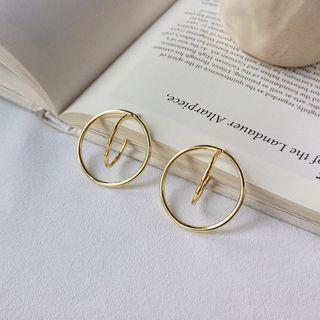925 Sterling Silver Geometric Hoop Earring 1 Pair - As Shown In Figure - One Size