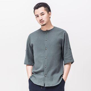 Tab-sleeved Linen Top