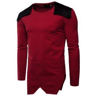 Fringed Trim Long-sleeve T-shirt