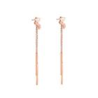 Fashion And Simple Plated Rose Gold 316l Stainless Steel Fox Tassel Earrings Rose Gold - One Size