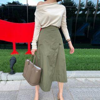 Long-sleeve Top / Midi A-line Skirt