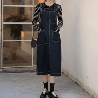 Contrast Trim Midi Jumper Dress