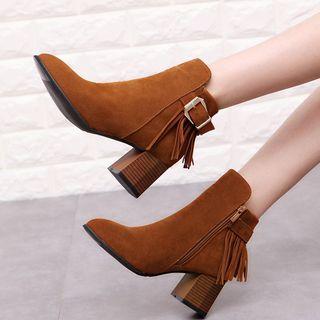 Chunky-heel Fringe Ankle Boots