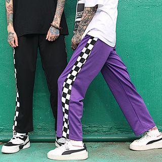 Checkerboard-trim Sweatpants