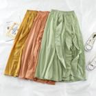Plain Ruffle-trim High-waist Chiffon Skirt