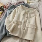 Pearl-trim Loose-fit Wool Jacket
