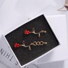 Non-matching Flower Drop Earring Red - One Size