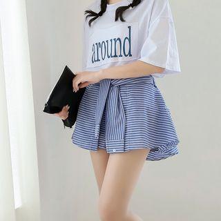 Striped Tie Waist Skort