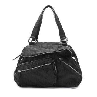 Front-pocket Zip Shoulder Bag Black - One Size