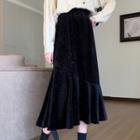 Midi Velvet Skirt Black - One Size