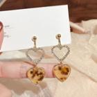 Rhinestone Heart Dangle Earring / Clip-on Earring