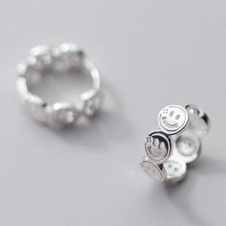 Smiley Face Hoop Drop Earring 1 Pair - As Shown In Figure - One Size