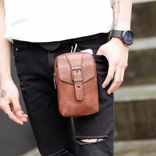Buckled Faux Leather Crossbody Mobile Pouch