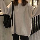 Embroidered Polo Sweater Gray - One Size