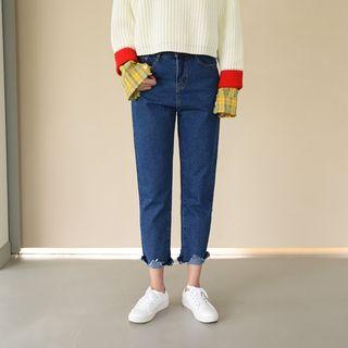 Fray-hem Relaxed-fit Jeans