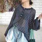 Striped Long-sleeve Knit Henley