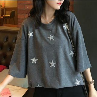 Oversized Sequined Star Glitter T-shirt