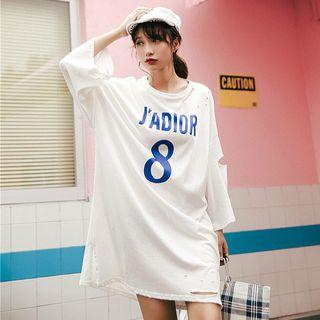 Printed Slashed T-shirt Dress