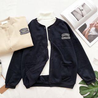 Lettering Embroidered Stand-collar Baseball Jacket