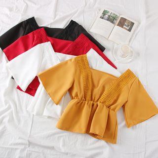 Lace-trim Square-neck Blouse