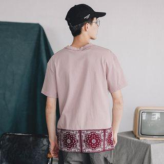 Patterned Trim Short Sleeve T-shirt
