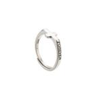 925 Sterling Silver Cross Lettering Open Ring Silver - One Size