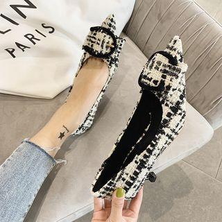 Pointy-toe Tweed Kitten-heel Pumps