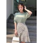 Frilled Floral Chiffon Wrap Skirt