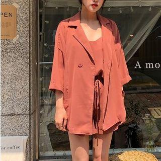 Set: 3/4-sleeve Blazer + Camisole Top + Shorts